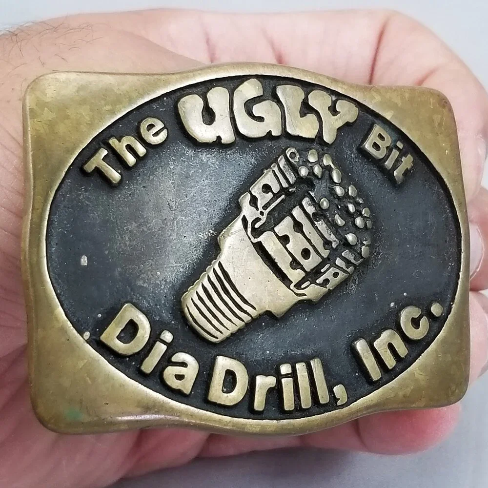 Vintage Belt Buckle 1981 Brass The Ugly Bit Dia Drill Inc USA Made By Anacortes‎